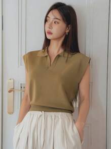 Dazy-Less Business Casual Short Sleeve Pullover Knit Sweater For Women Old Money Style