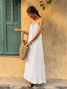 Breezaya Fashion Resort Style Women Long Dress - White - View 3