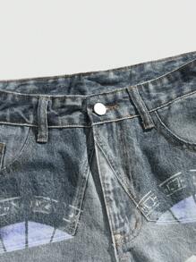 ROMWE MEN Goth Shorts vaqueros casuales y de calle con estampado gráfico para hombres, verano