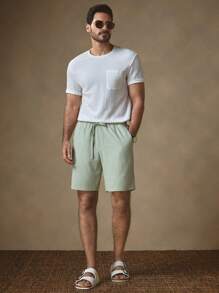 Manfinity VCAY 2 件男士编织撞色圆领修身休闲 T 恤套装，适合夏季 - 彩色 - 查看 5