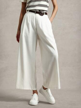 Briarwyn 女士纯色口袋休闲宽松阔腿裤夏季女士商务休闲女装婚礼宾客女装