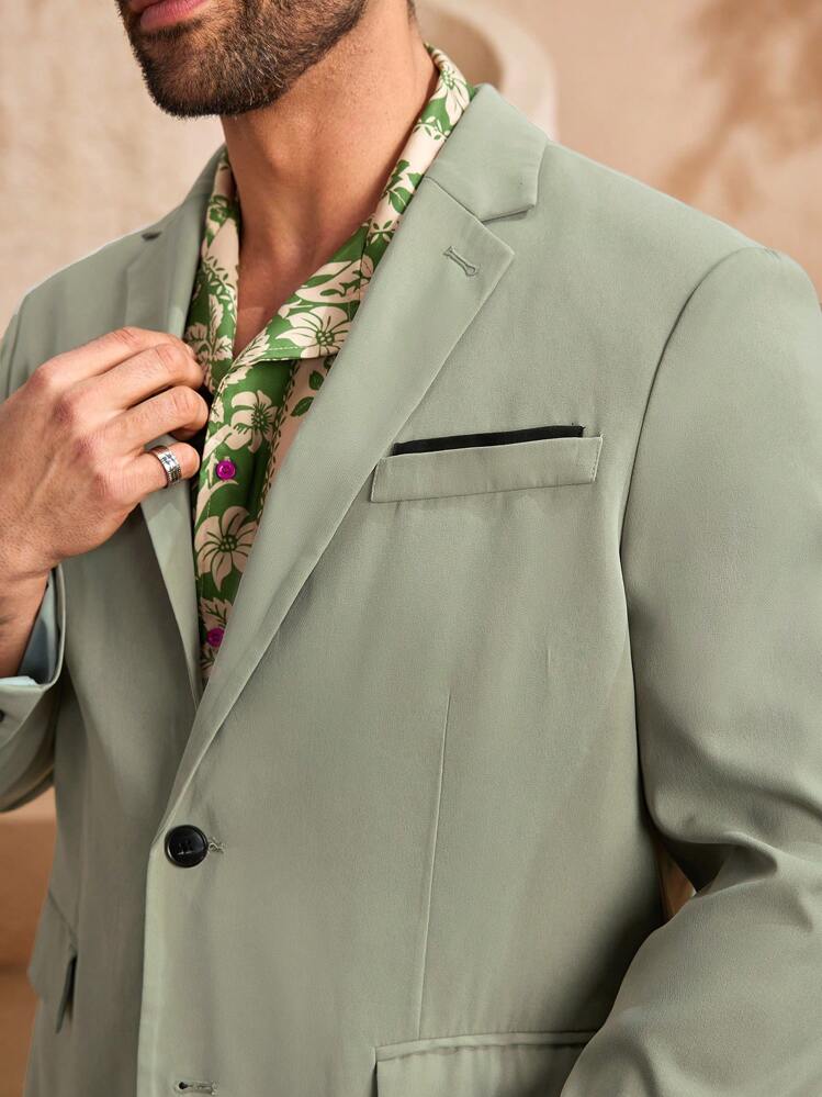 EASEVO Blazer de manga larga tejido para hombres de talla grande, para otoño e invierno - Verde - Añade 6