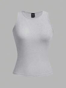 SHEIN EZwear 4 件套女士性感短款紧身背心，黑色、藏青色、碎花灰和白色，适合夏季 - 彩色 - 查看 5