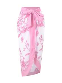 Sparklyn 少女花卉印花泳衣搭配比基尼上衣和纱笼裙，度假风格（随机印花） - 彩色 - 查看 4