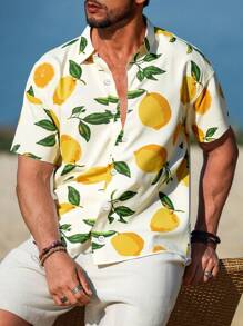 Manfinity RSRT Áo thun nam họa tiết chanh đi nghỉ thường ngày - Nhiều màu - Xem 3