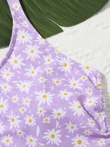 SHEIN Teen Girl Floral Print Tie Sides One-Piece Swimsuit, Random Prints