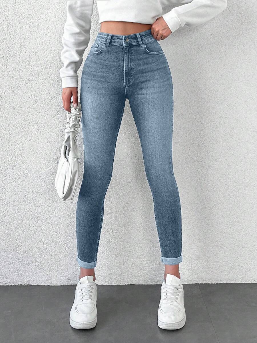 EURMUSE Women's Slim Fit Casual Versatile Denim Jeans With Pockets - Light Wash - View 1