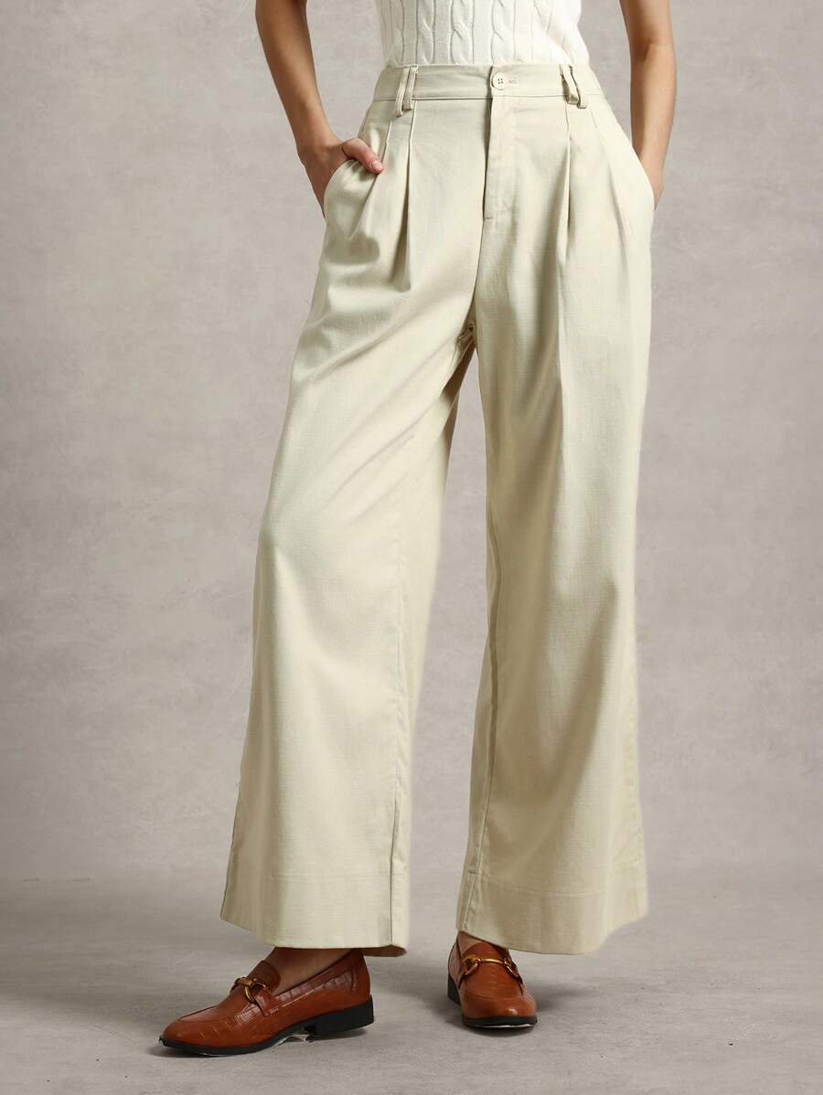 Briarwyn Women Simple Solid Color Wide Leg Casual/Work Pants Summer Outfits For Women Business Casual Woman - Apricot - View 1