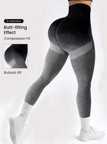 Seamluxe SHEIN Sport Leggings deportivos de ombré de moldeador cadera de cintura ancha