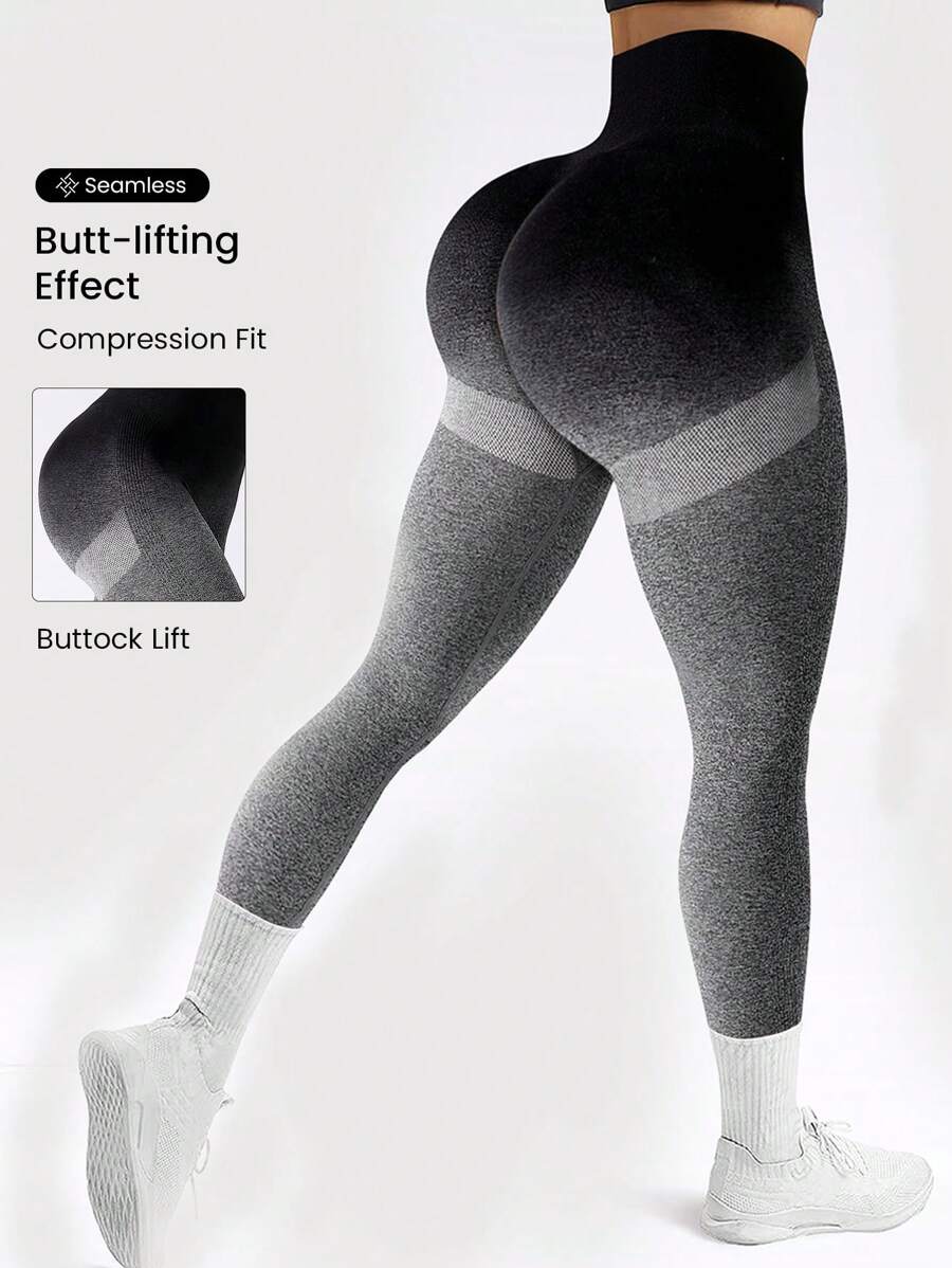 Seamluxe SHEIN Sport Leggings deportivos de ombré de moldeador cadera de cintura ancha