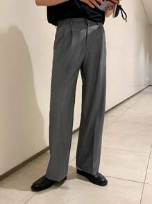 DAZY Men's Solid Grey Suit Pants, Spring Office Wear - Grey - View 2