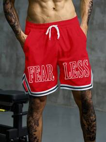 Manfinity Sport Corelite Pantaloncini sportivi da uomo con strisce a contrasto e stampa a lettera