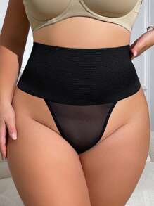 Bottoms de ropa interior moldeadora de unicolor y estilo sencillo y de moda, adecuado para el verano en tallas grandes - Negro - Ver 5