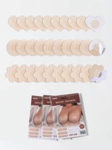 SHEIN 15 pares de pezoneras con forma de corazón y flor para mujeres, que protegen contra la fricción y absorben el sudor - Beis - Ver 1