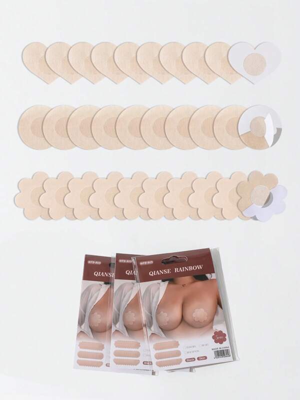 SHEIN 15 pares de pezoneras con forma de corazón y flor para mujeres, que protegen contra la fricción y absorben el sudor