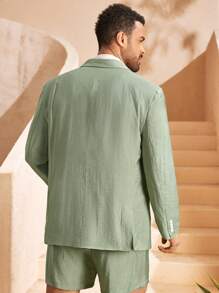 EASEVO Plus Size Men's Casual Long Sleeve Blazer, For Fall Winter - Green - View 4
