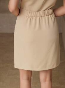 MOTF PREMIUM VÁY REN CÓ KHÓA KÉO GUIPURE TƯƠNG PHẢN - Màu be - Xem 4