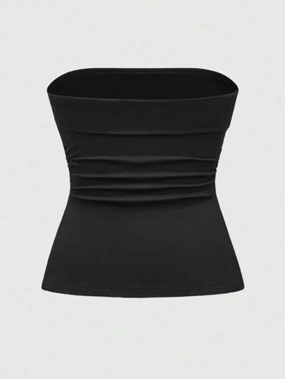 Grunge Punk Top tubo negro ajustado para mujer de talla grande con diseño de abertura sexy y versátil