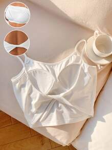 Comfortcana Spring/Summer New White Ladies Tank Top With Padded, Twist Back Design - White - View 1