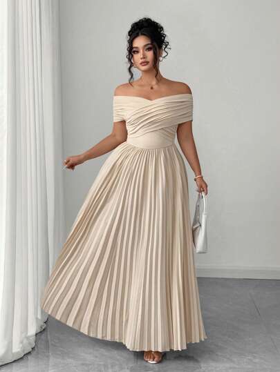  Váy Bandeau hở vai nhún eo Elenzga, mùa hè, cỡ lớn dành cho nữ, váy tốt nghiệp thanh lịch lãng mạn