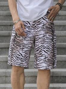 Manfinity Homme 男士经典牛仔短裤，简约时尚，适合夏季 - 彩色 - 查看 5