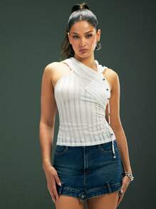 Denimoi Hooded Semi-Sheer Knit Top, Minimalist Style Suitable For Summer - White - View 4
