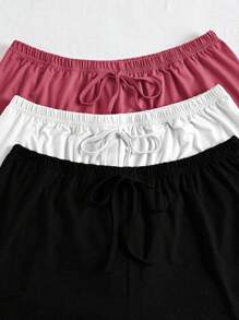 SHEIN 3pcs/Set Plus Size White, Red, Black Combo, Versatile Sleep Shorts