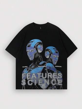 Street Life Men's Y3K Avant Print Short Sleeve T-Shirt, Suitable For Everyday Wear, Spring/Summer