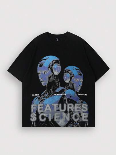 Street Life Men's Y3K Avant Print Short Sleeve T-Shirt, Suitable For Everyday Wear, Spring/Summer