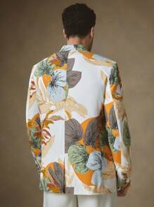 Manfinity VCAY Men's Tailored Fit Casual Blazer, Suitable For Everyday Wear, Outdoor, Home, Dating, Beach Oversized Floral Print Blazer, Spring Summer Vacation, Casual Summer Spring Vacation, Men's Single-Breasted Casual Suit, Men's Evening Dress Suit, Business