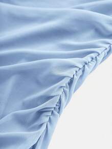 SHEIN Girlism Teen Girls Light Blue Mesh Knit Elastic Snug Fit Mini Camisole Dress, Suitable For Spring Summer, Valentine's Day, Party, Casual Wear - Baby Blue - View 6