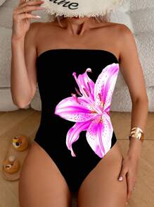 Bộ đồ bơi bikini một mảnh gợi cảm không dây thanh lịch màu trơn cho nữ - Nhiều màu - Xem 3