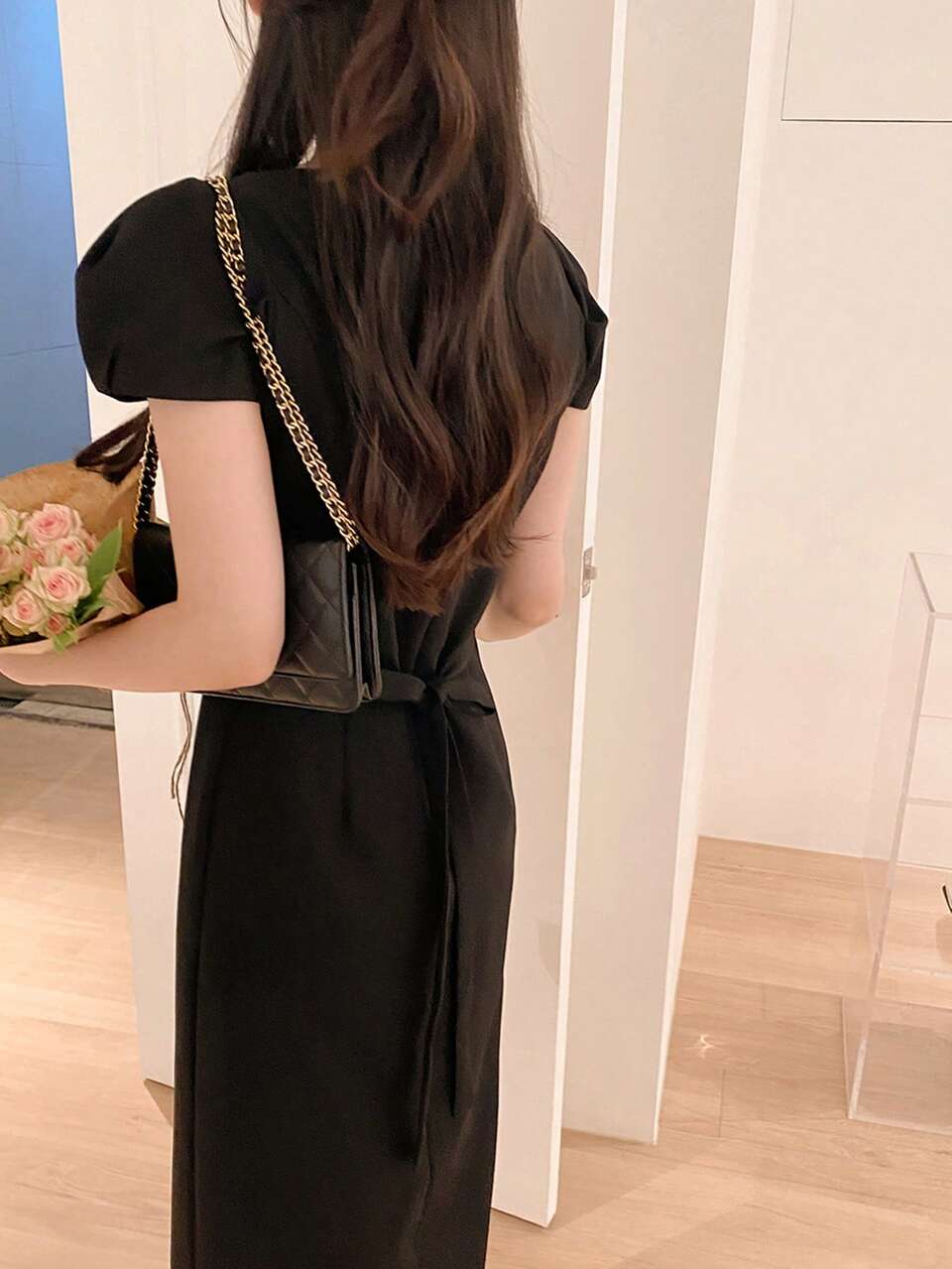 Elegant Design Color-Blocking Short Sleeve Midi Dress For Women Elegant Sundress