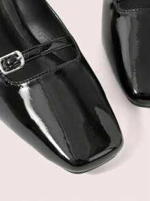 CUCCOO DOLLMOD Square Toe Thick Heels Fashion Minimalist Ladies' High Heels, Sweet Vintage College Style For Summer Vacation Outfit - Black - View 7