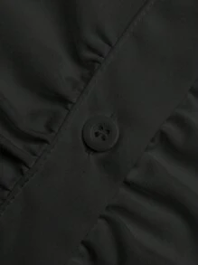 Flirla 无袖前褶收腰短款女式衬衫，时尚百搭简约衬衫 - 黑色 - 查看 5