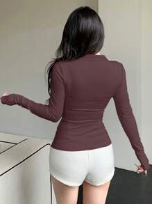 DAZY Casual Sports Jackets, Regular Fit Ladies Sweatshirt For Spring Women Coats - Violet Purple - View 2