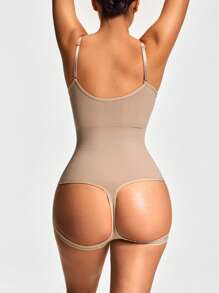 SHEIN Shape Seamless Cut-Out Thong Bodysuit Body Shaper Bust& Butt Lifter With Adjustable 3-Level Closure Butt Lifte-Tummy Waist Thigh Control