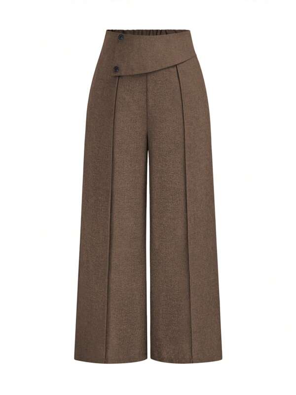 SHEIN Clasi European & American Style Basic Button-Decorated Women Suit Pants, Solid Color, Minimalist Fashion, Suitable For Summer Graduation,Back To School,Teacher Outfits For Women