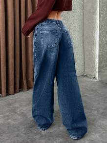 EURMUSE LOW RISE WIDELEG Y2K STYLE GREY JEAN - Medium Wash - View 2