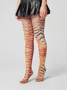 ROMWE Goth 1 双百搭深色虎纹连裤袜，适合所有季节