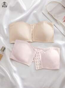 2pcs Wedding Series Multicolor Women Bra, Front Closure Padded Cup Bustier - Multicolor - View 8