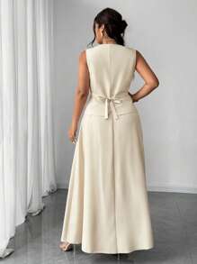 Elenzga Plus Size Elegant & Simple A-Line 2 Pieces Set For Women