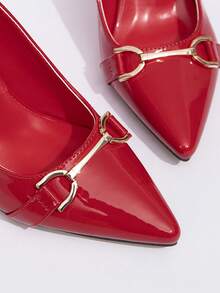 CUCCOO BIZCHIC Tacones altos rojos para oficina/uso diario para mujer, nuevos lanzamientos para primavera, verano y otoño - Rojo - Ver 6