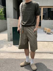 DAZY Men's Letter Jacquard Knitted Sweater, Dark Gray, Summer - Dark Grey - View 6