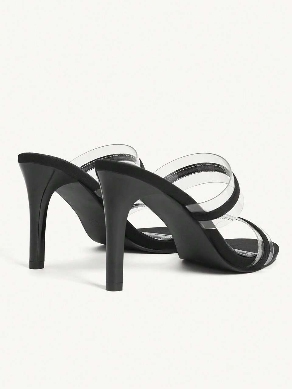 CUCCOO CHICEST Women's Summer Elegant Simple Black PVC Strappy Pointed Toe High Heel Sandals, Chic Stylish High Heels For Vacations