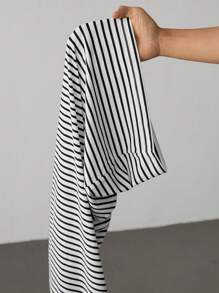 SHEIN PETITE 女士休闲条纹紧身迷你连衣裙，夏季 - 白色 - 查看 8
