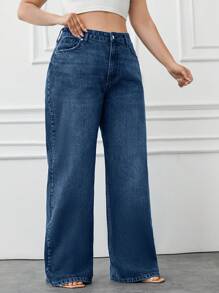 Pantalones vaqueros de pierna ancha 100% algodón de talla grande, de moda para el verano