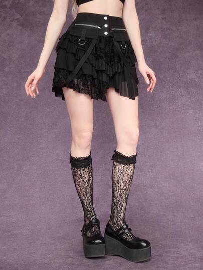 Vintage Gothic transparenter Mesh-Rock, schlicht & modisch, geeignet für den Sommer