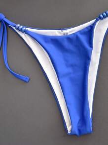 SHEIN Swim 2 件套女士度假风格纯色吊带三角串珠泳衣