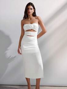 Maija Nuovo abito estivo 2015 per festival musicali, feste di laurea, vacanze al mare, brunch, crociere, con stile boho vintage, tubino con decorazioni floreali 3D, elegante abito midi da cerimonia per matrimoni e occasioni speciali